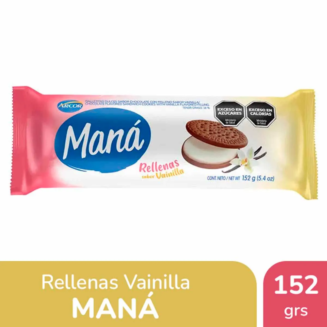 Galletitas Mana Chocolate Rellenas Vainilla 152g