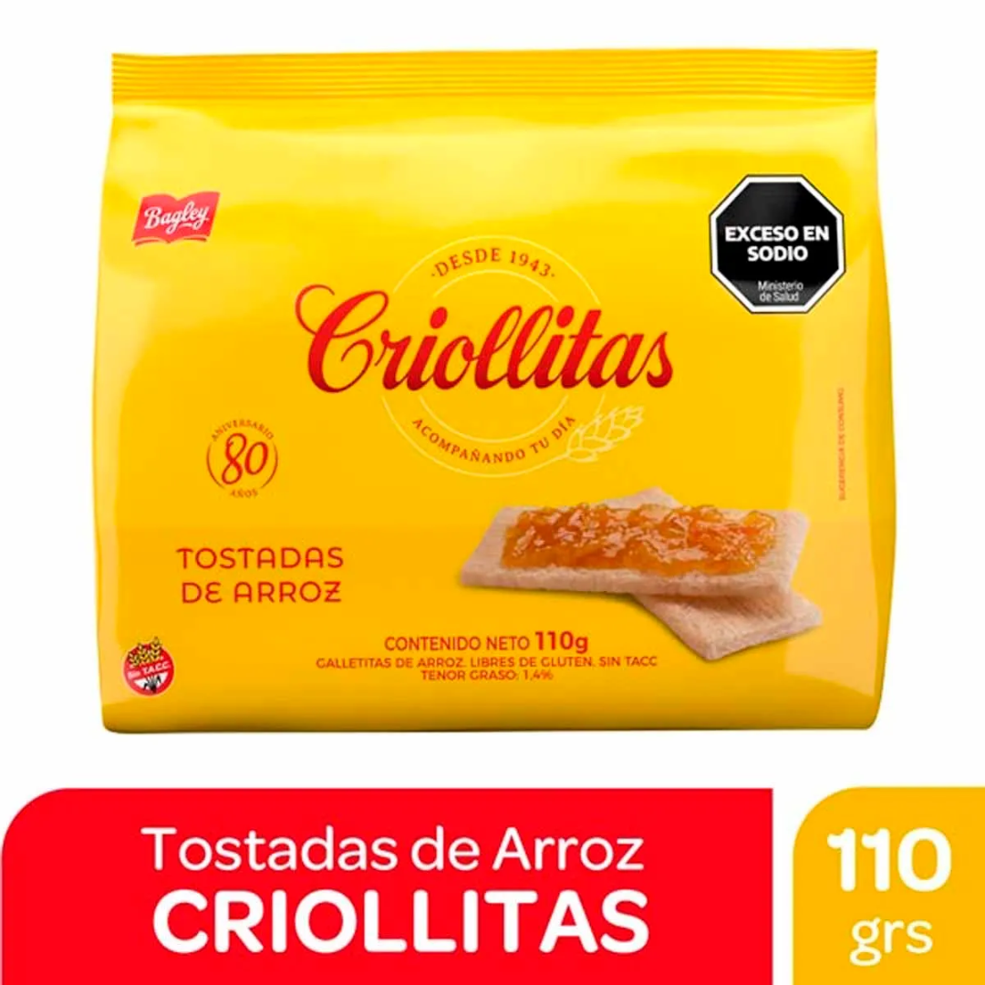 Tostadas Criollitas Arroz 110g