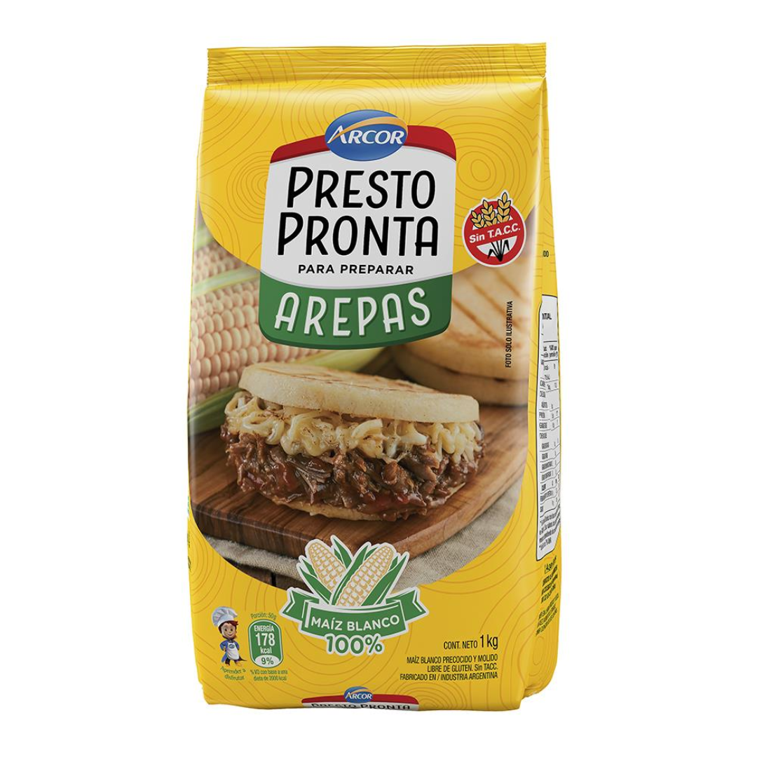Harina Maiz Blanco Para Arepa Prestopronta 1Kg