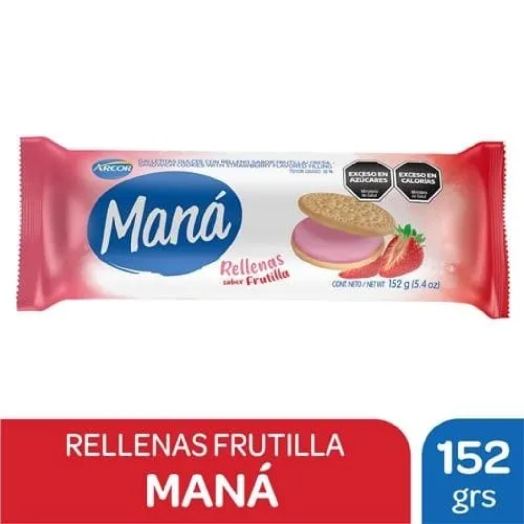 Galletitas Mana Vainilla Rellenas Frutilla 152g