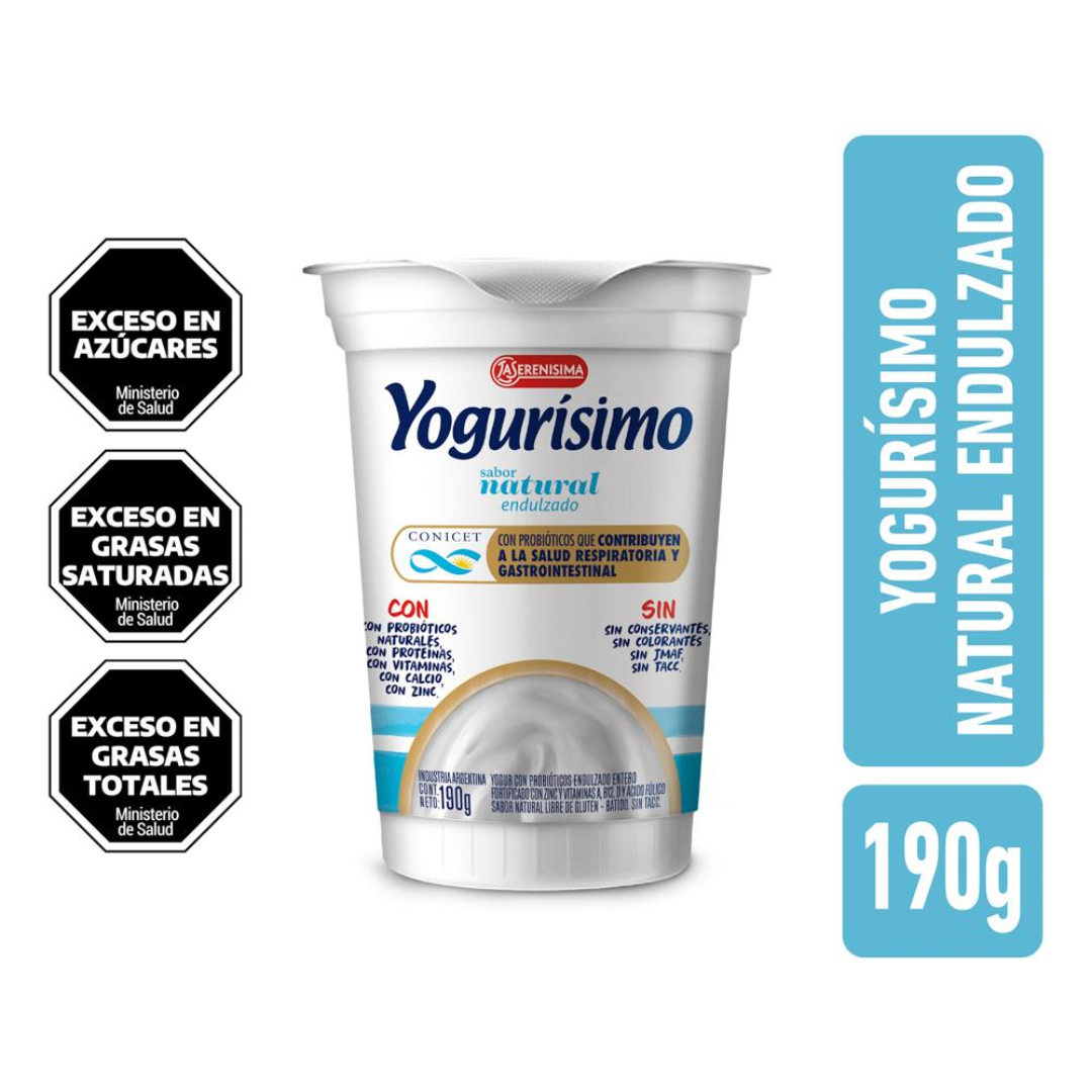 Yogur Natural Endulzado Yogurisimo 190g