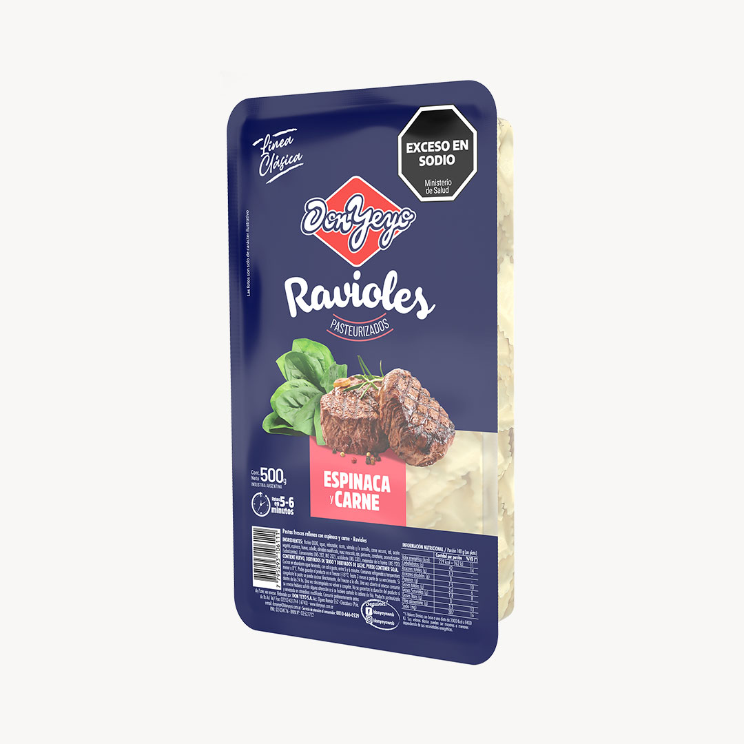 Ravioles Espinaca y Carne Don Yeyo 500gr