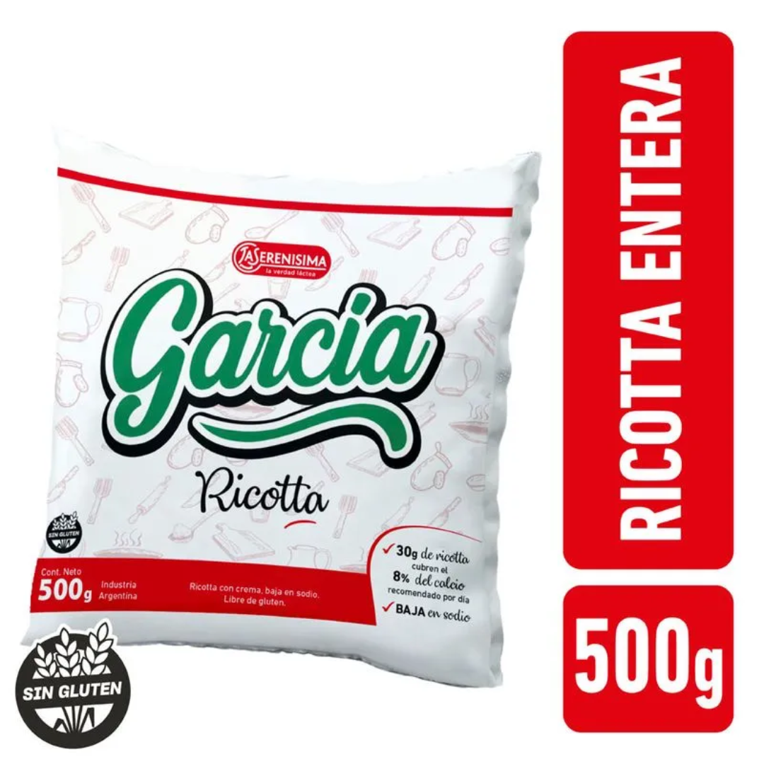 Ricotta Garcia Entera Bajo Sodio 500gr