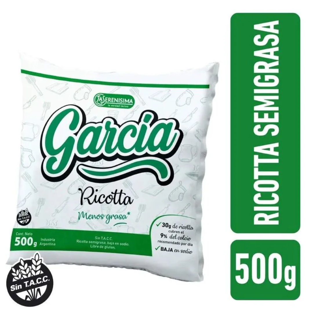 Ricotta Garcia Semigrasa Bajo Sodio 500gr
