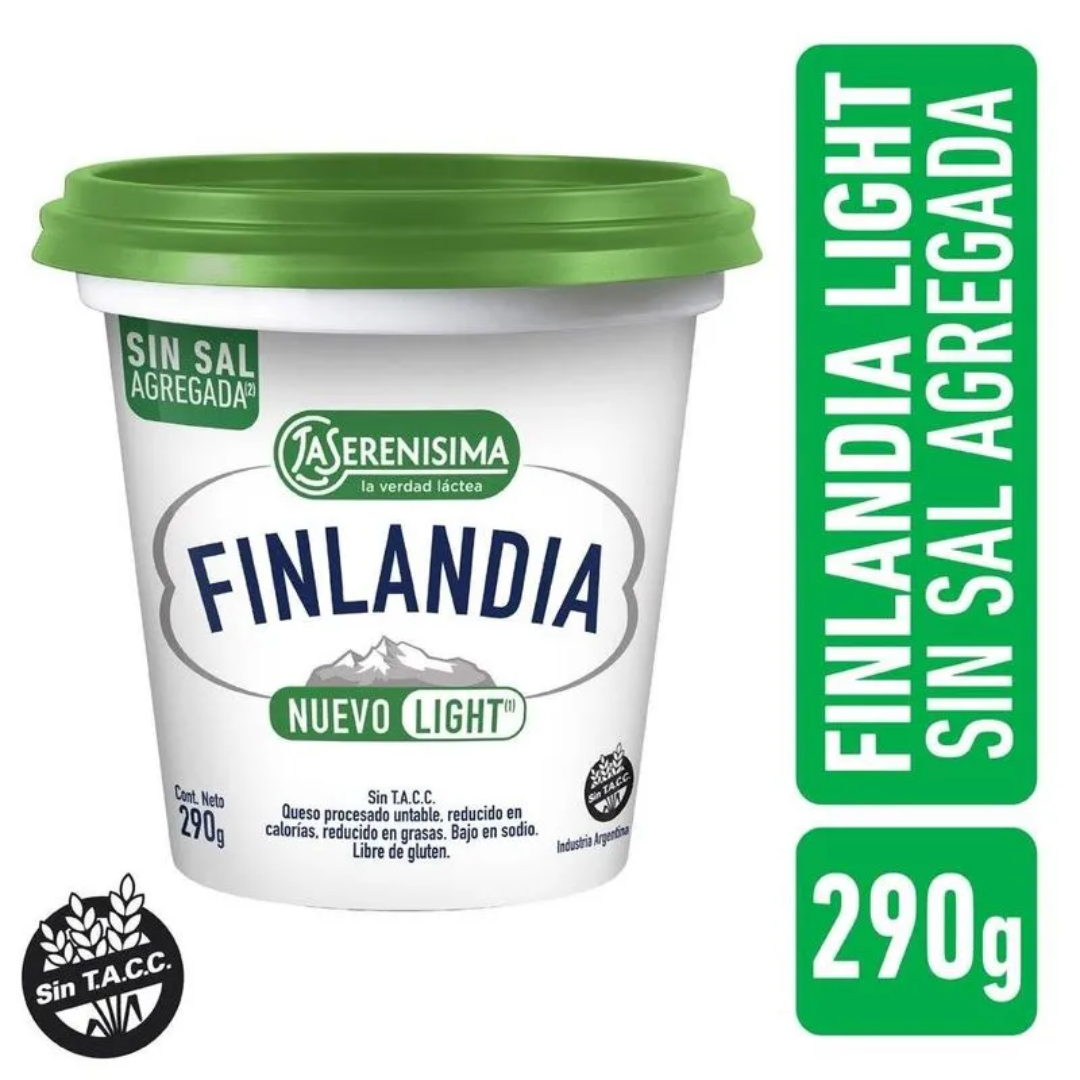 Queso Untable Finlandia Light Sin Sal Agregada 290gr