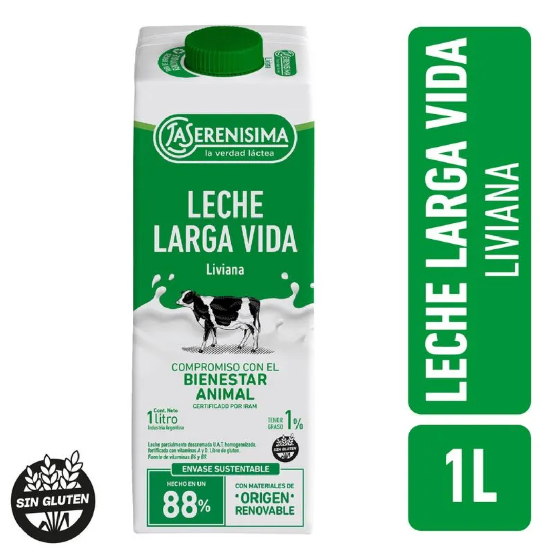 Leche Larga Vida Parcialmente Descremada Liviana 1% La Serenisima 1l