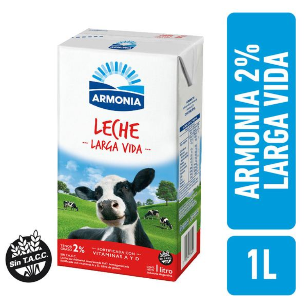 Leche Larga Vida Armonia Parcialmente Descremada 2% Brick 1l