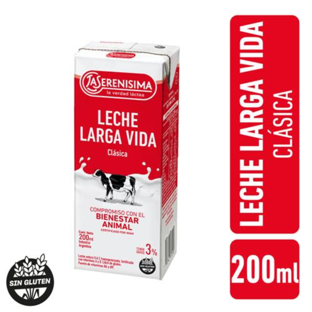 Leche Entera Larga Vida 3% Clásica La Serenísima 200ml
