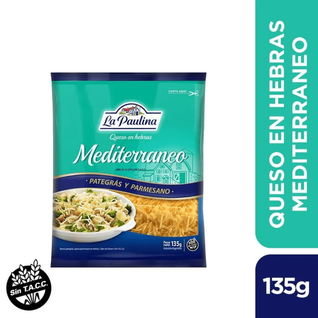 Queso en Hebras Mediterraneo La Paulina Bsa 135gr