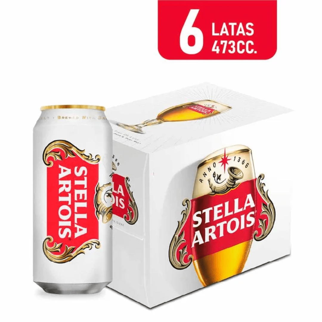 Cerveza Stella Artois Pack Latas 473ml 6und