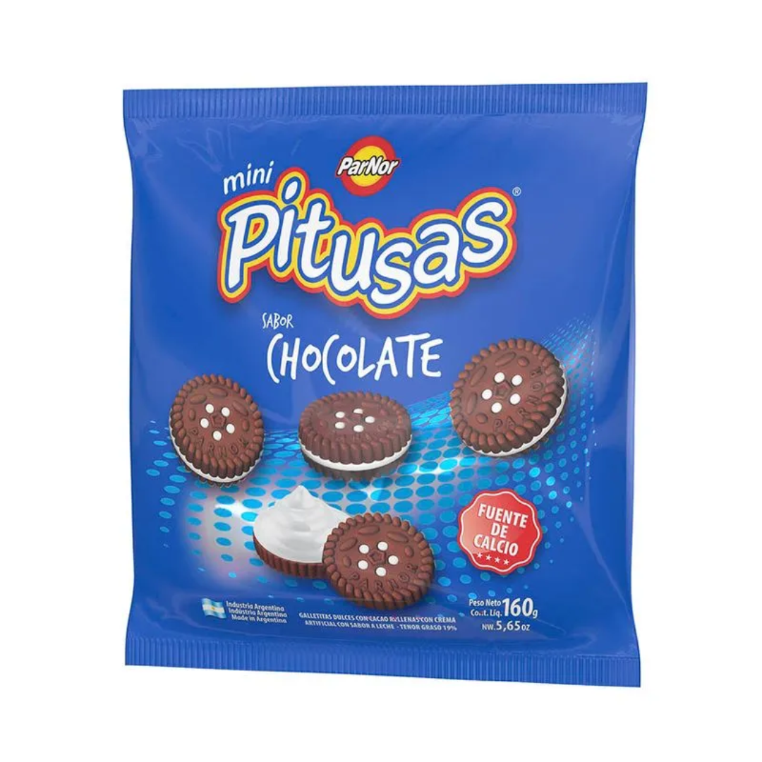 Galletitas Rellenas Sabor Chocolate Mini Pitusas 160gr