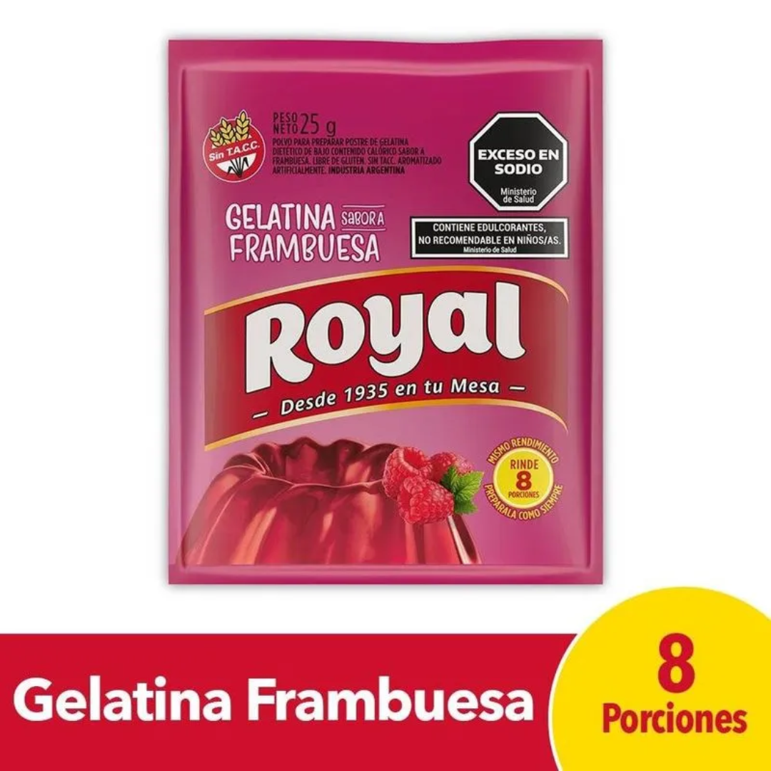 Gelatina Sabor Frambuesa Royal 25gr