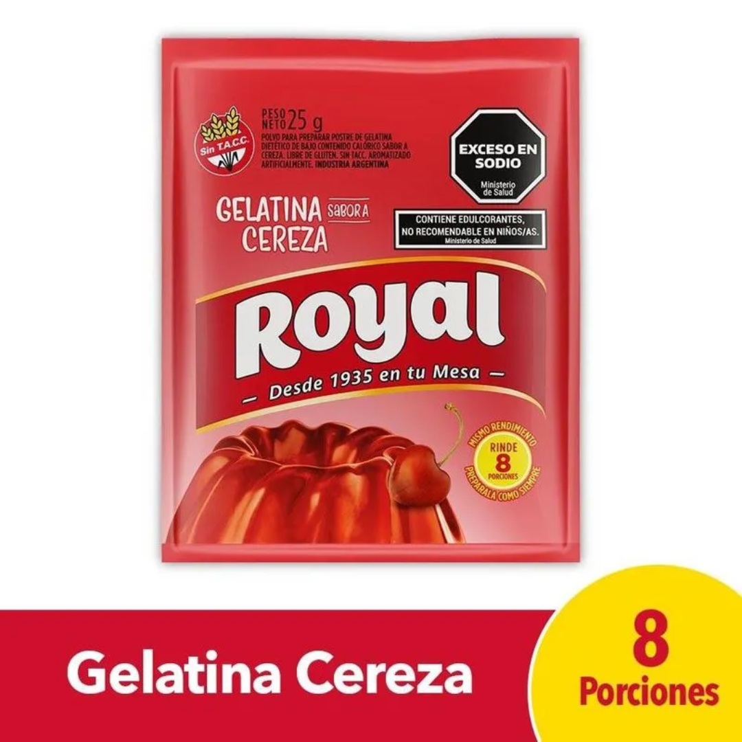 Gelatina Sabor Cereza Royal 25gr