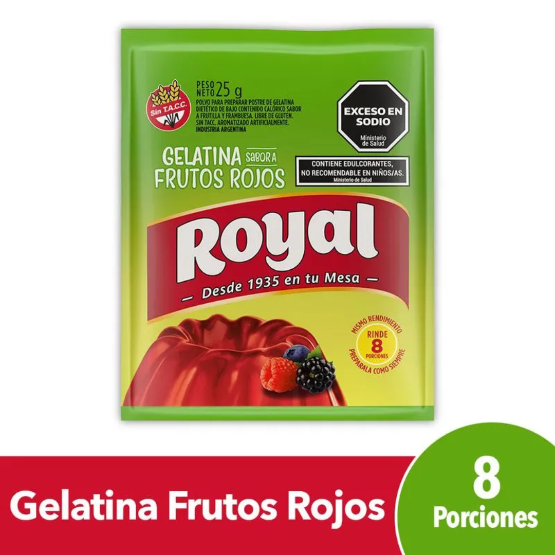 Gelatina Light Sabor Frutos Rojos Royal 25gr