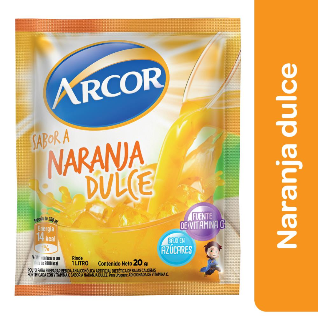 Jugo en Polvo Naranja Dulce Arcor 20g