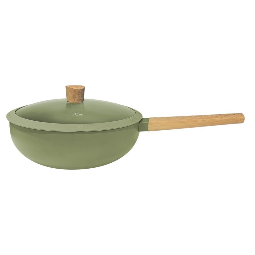 Wok Olive Aluminio C/Antiadherente