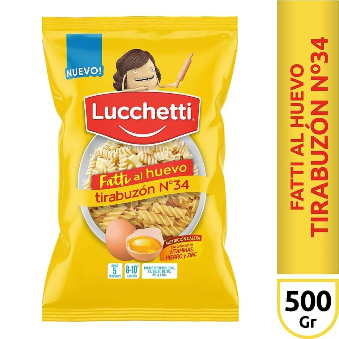 Fideos Lucchetti al Huevo Tirabuzon 500g