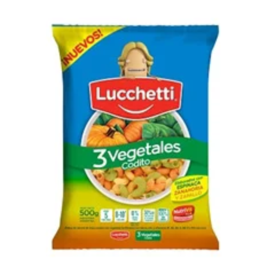Fideos Lucchetti 3 Vegetales Coditos 500g