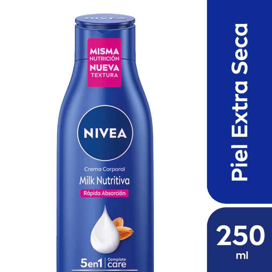 Crema Corporal Hidratante Nivea Milk Nutritiva 5 En 1 Para Piel Extra Seca 250ml
