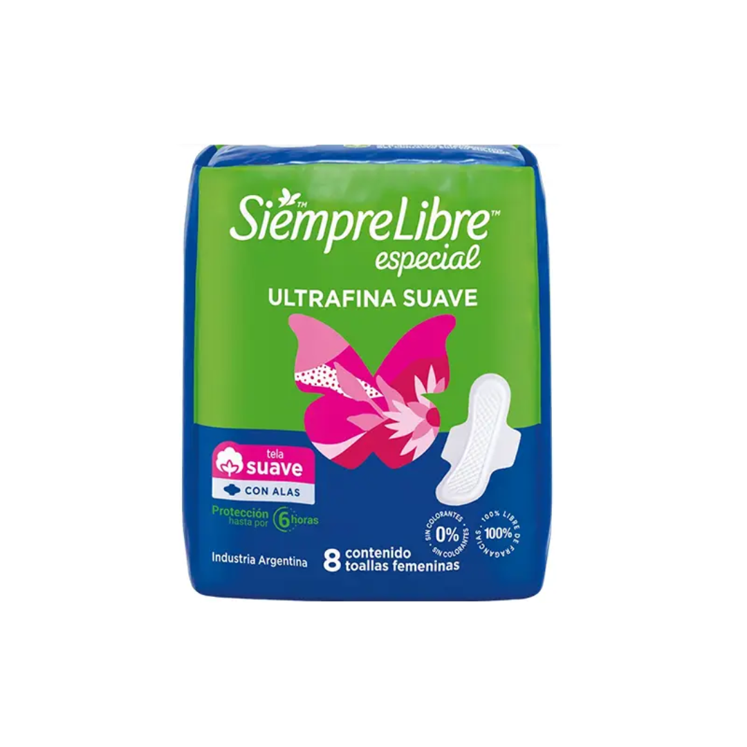 Siempre Libre Toallitas Femeninas Ultra Fina Super Con Alas 8Un