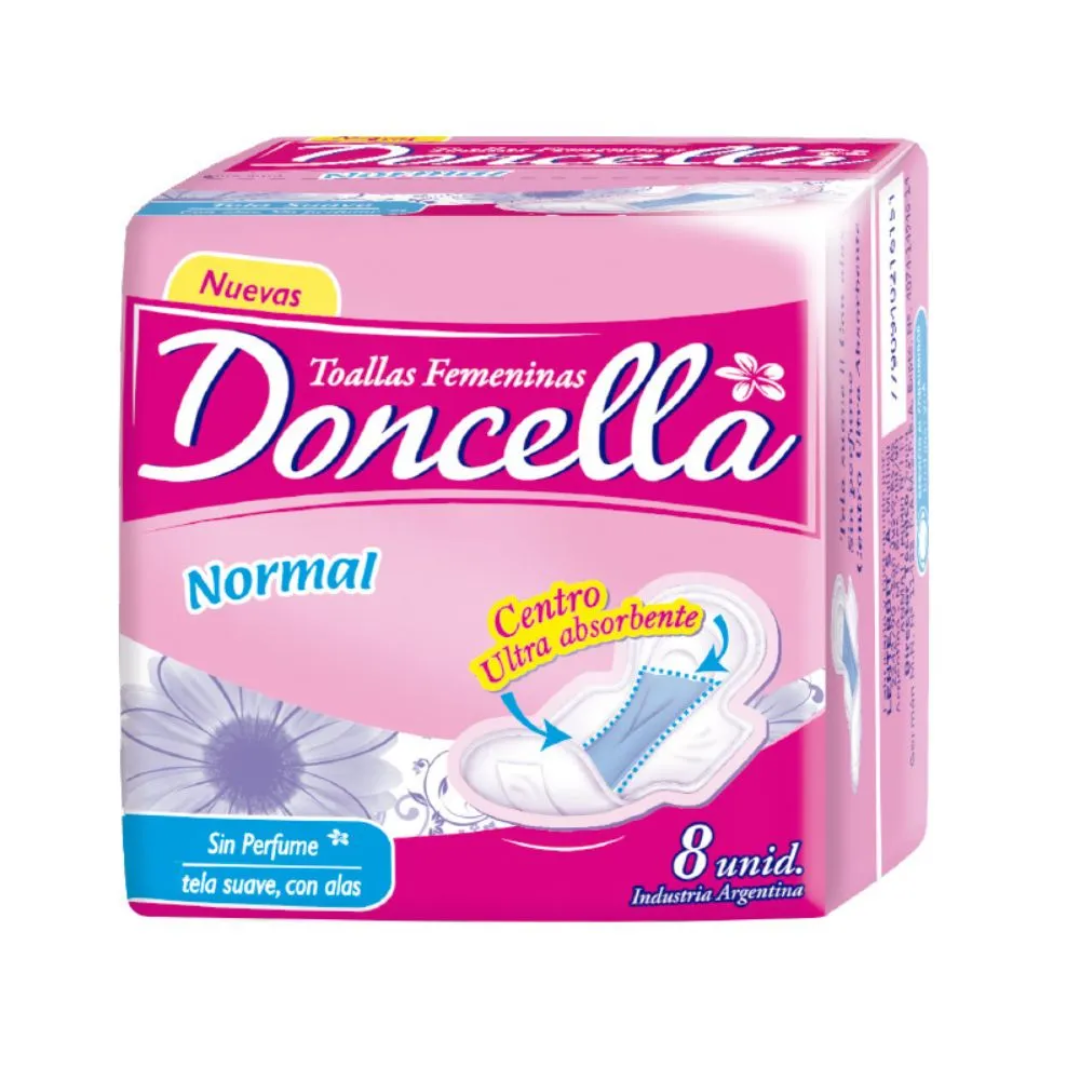 Toallitas Femeninas Con Alas Sin Perfume Doncella 8Un
