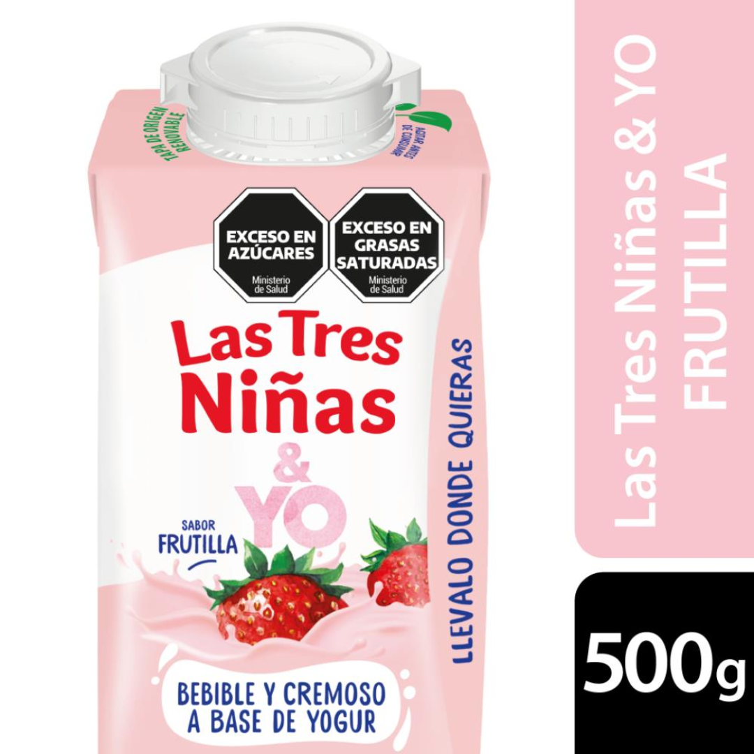Producto A Base De Yogur Batido Entero Sabor Frutilla LAS TRES NIÑAS 500ml