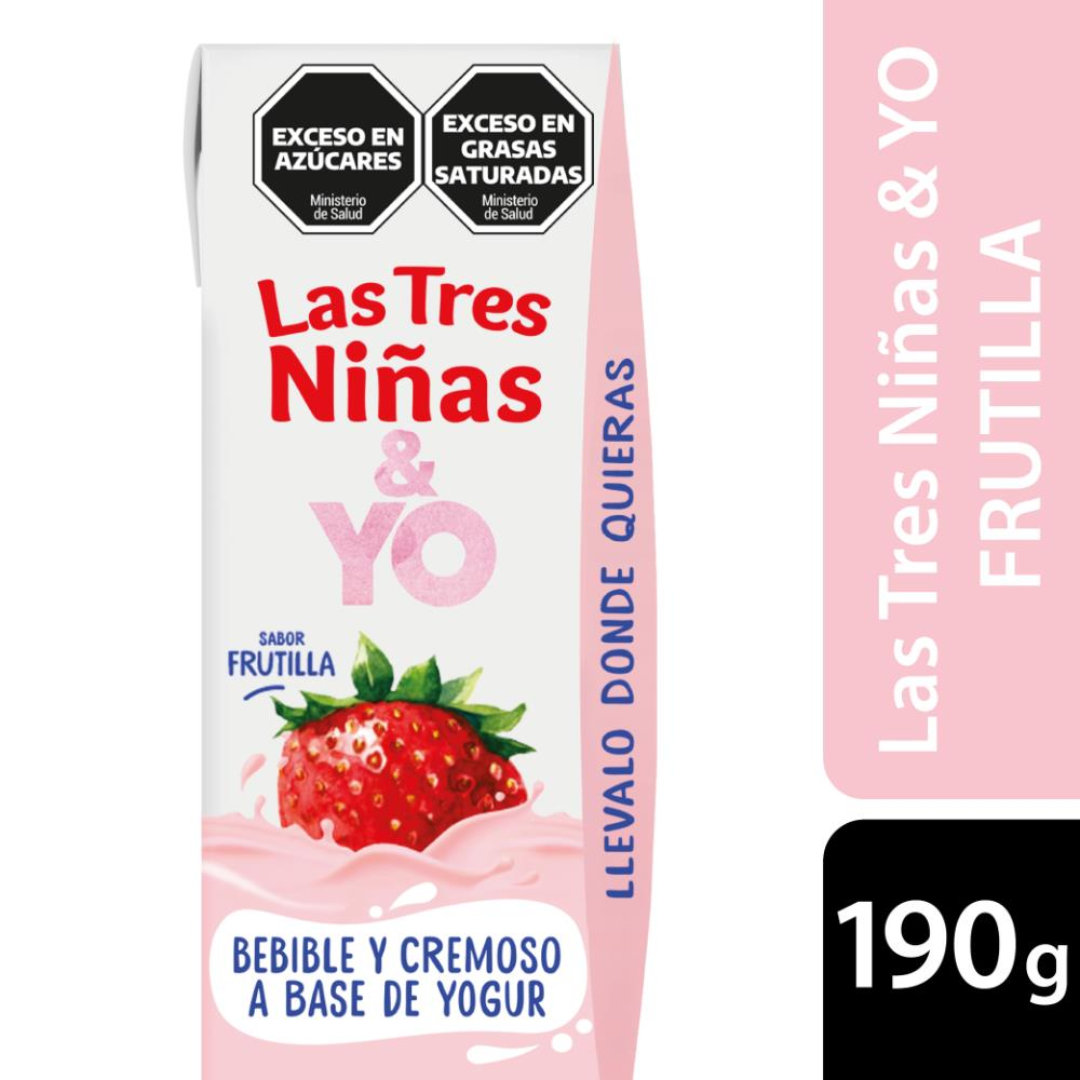 Producto A Base De Yogur Batido Entero Sabor Frutilla LAS TRES NIÑAS 190ml