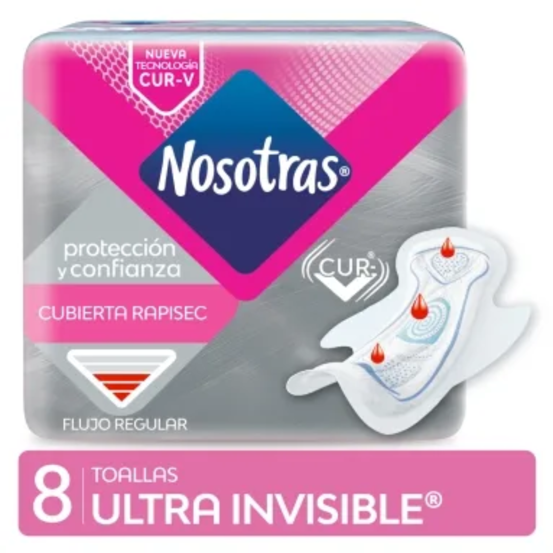 Toallitas Nosotras Ultra Invisible Rapisec Cur-V 8Un