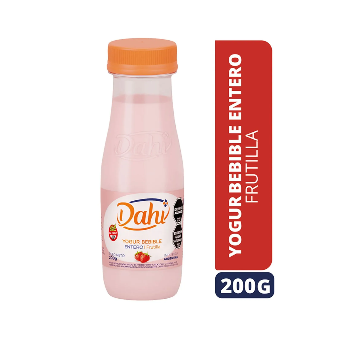 Yogur Dahi Bebible Entero Frutilla Botellita 200g