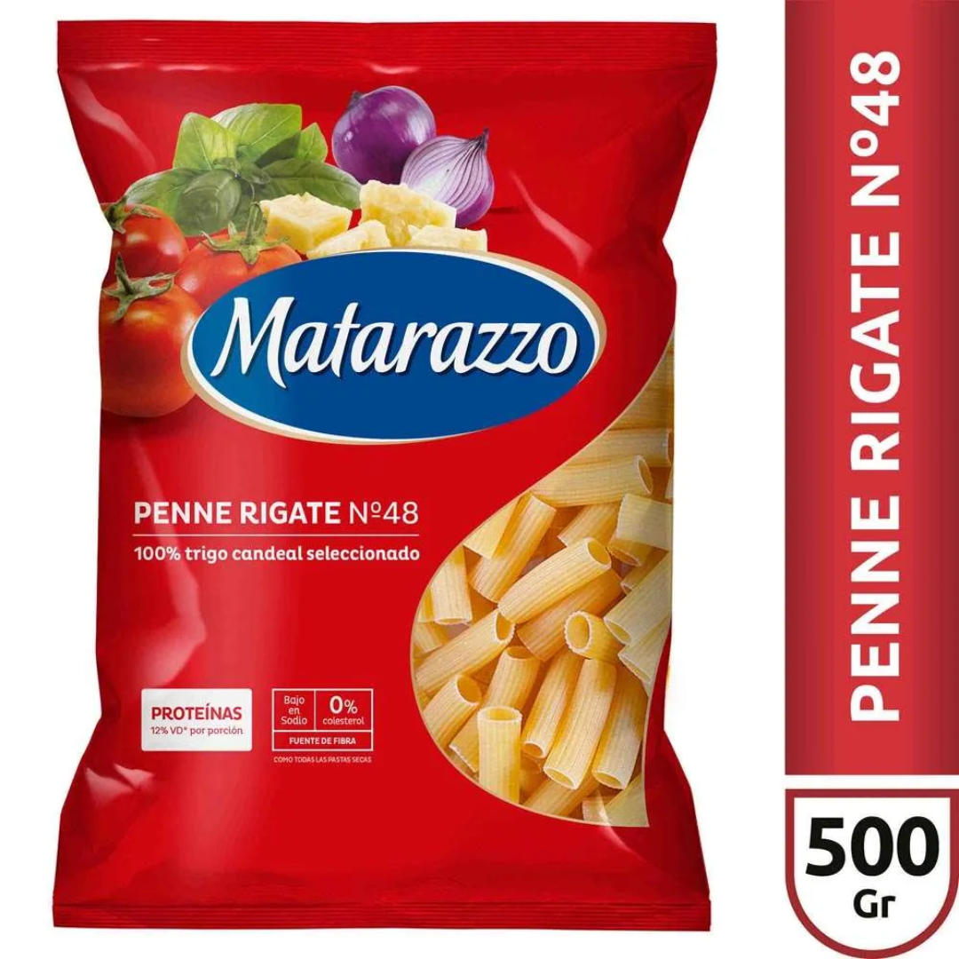 Fideos Matarazzo Penne Rigatti N°45 500g