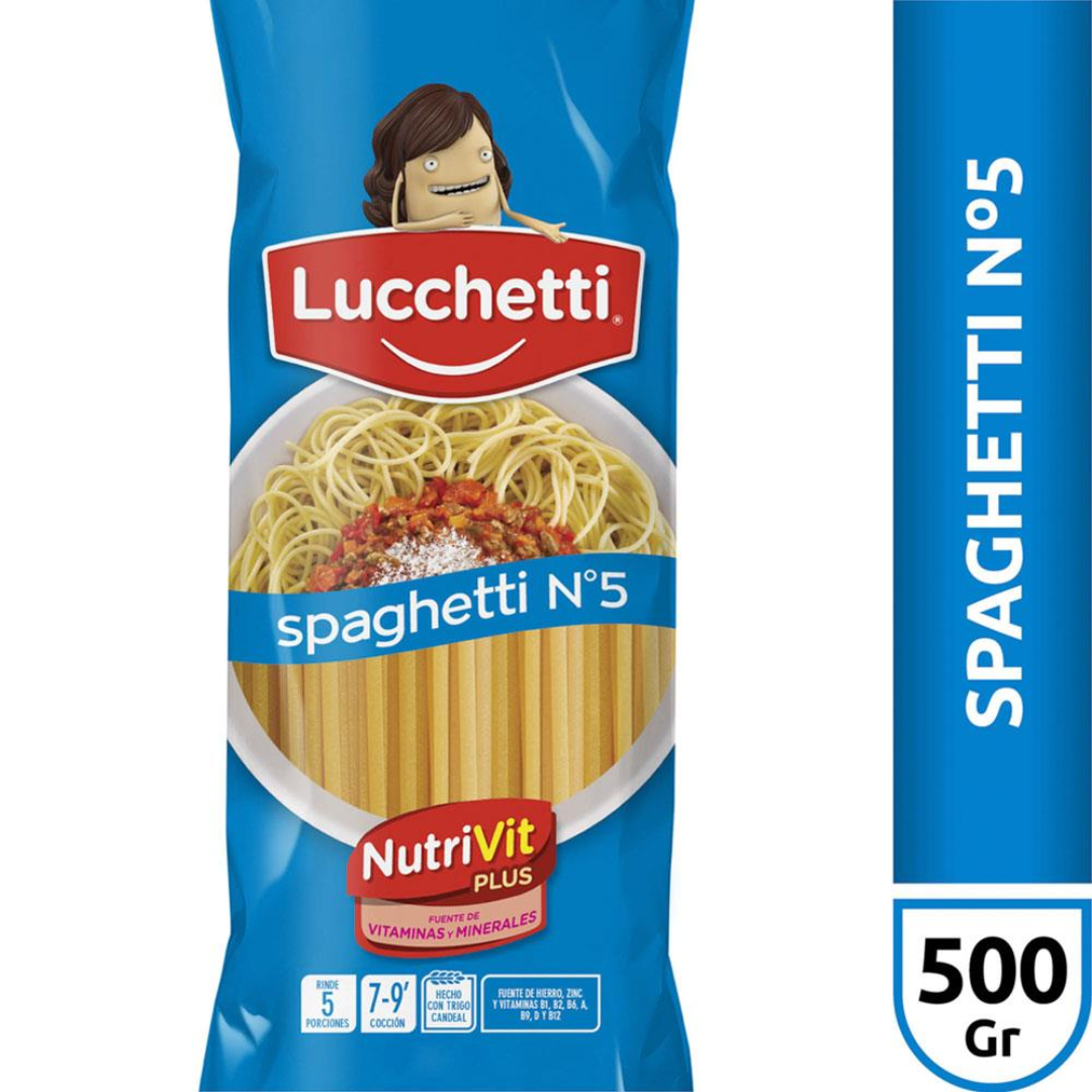 Fideos Lucchetti Spaghetti N°5 con Nutrivit 500g