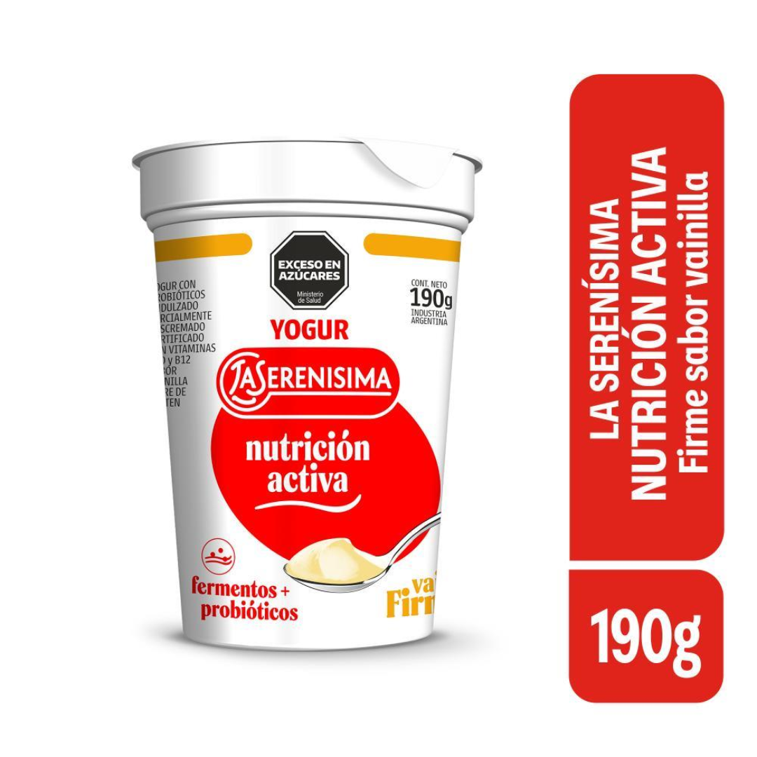 Yogur Firme Entero Sabor Vainilla La Serenísima Nutrición Activa 190g