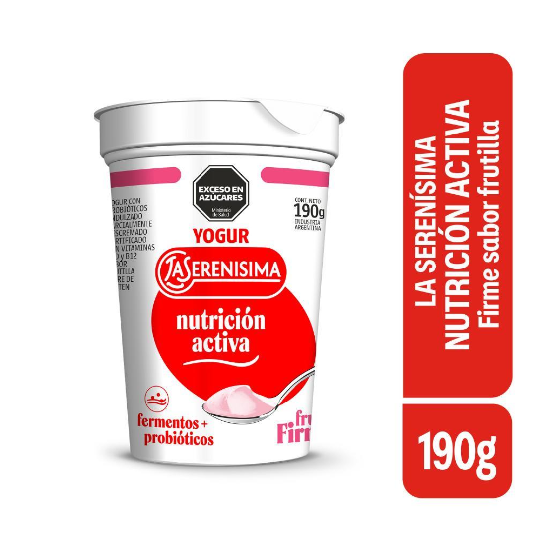 Yogur Firme Entero Sabor Frutilla 190g La Serenísima Nutrición Activa
