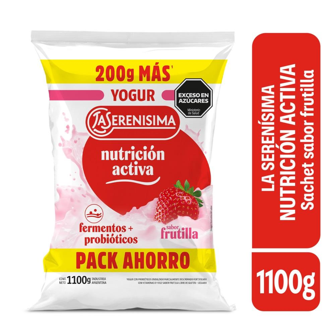 Yogur Entero Sachet Sabor Frutilla La Serenísima Nutrición Activa 1100ml