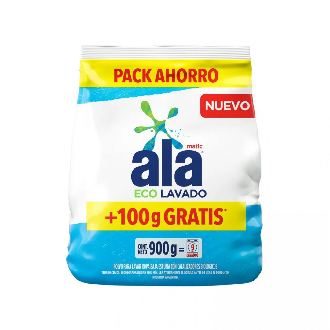 Jabón En Polvo Eco Lavado Ala Matic 900g + 100g