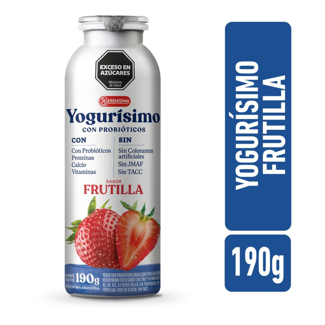 Yogur Bebible Botellita Frutilla Yogurisimo 190g