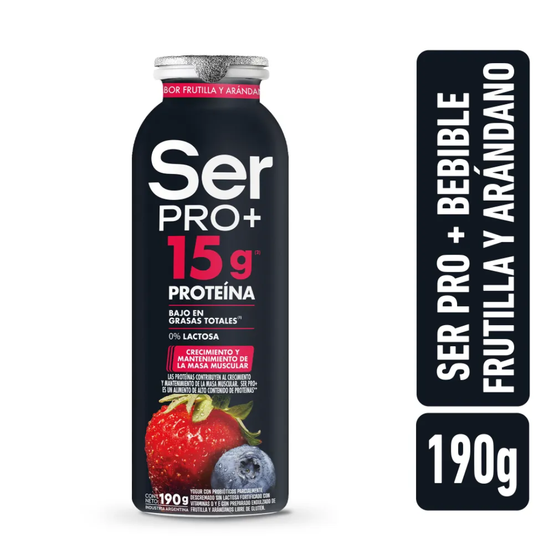 Yogur Bebible Ser PRO+ Con Proteínas Sabor Frutillas y Arándanos 190g