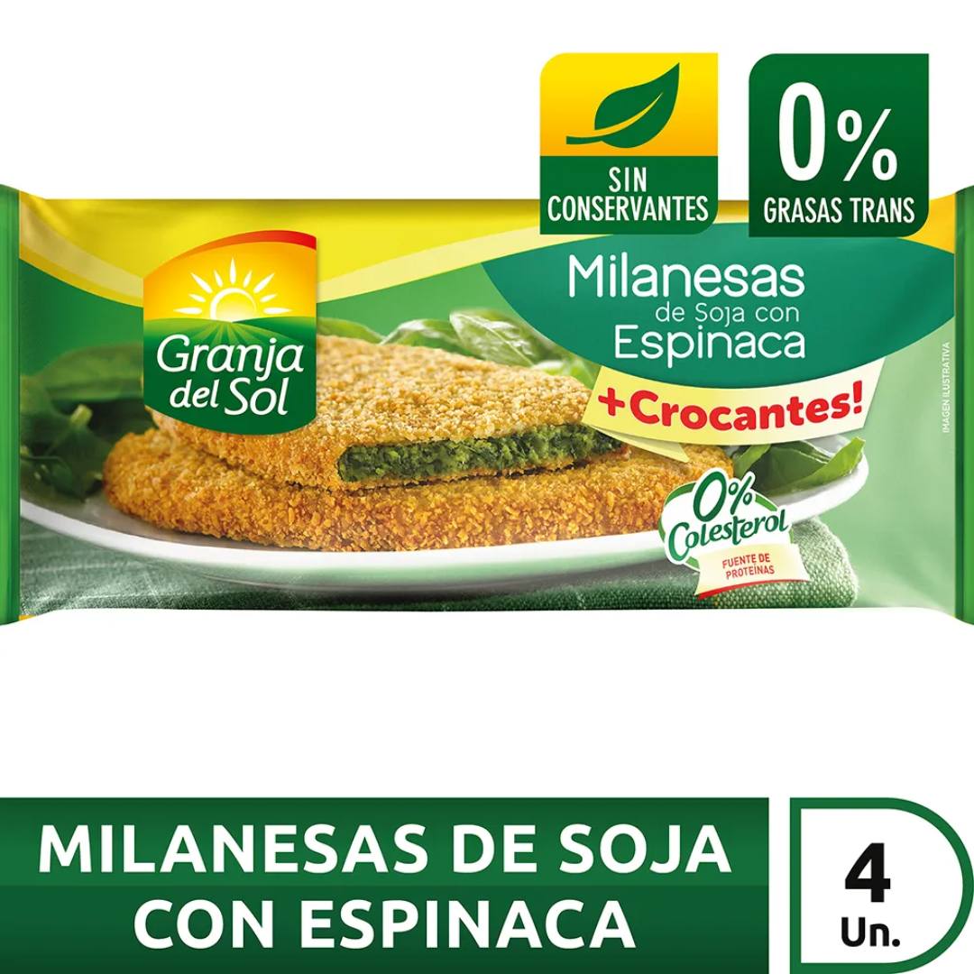 Milanesa Soja Con Espinaca Mas Crocantes Granja Del Sol 330g