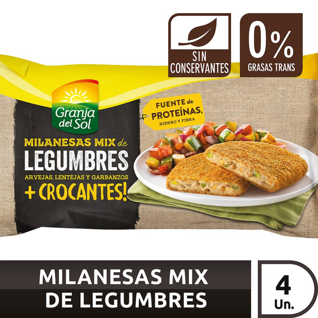 Milanesas Mix De Legumbres Granja Del Sol 330g
