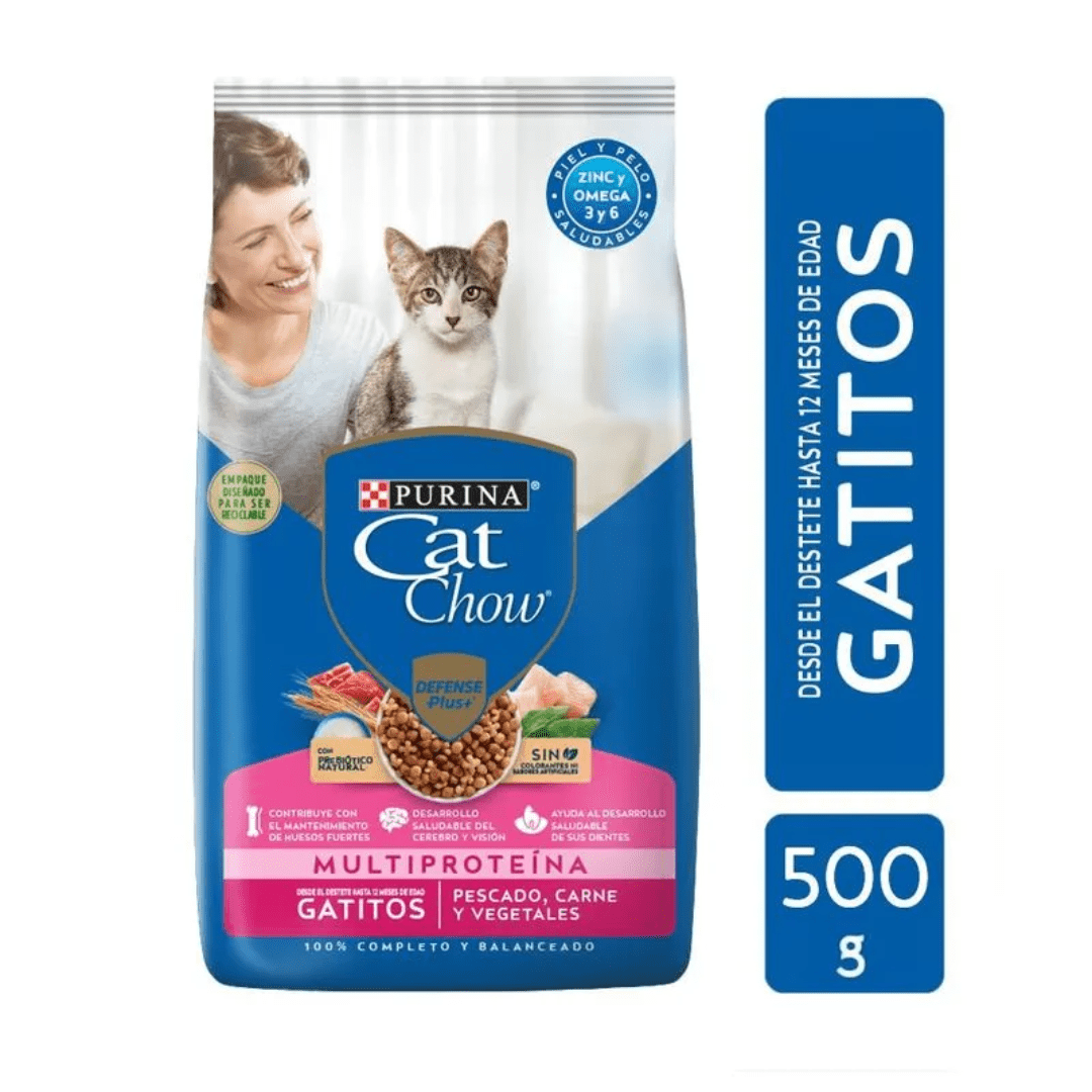 Alimento Para Gatitos Pescado Carne Y Vegetales Cat Chow 500gr